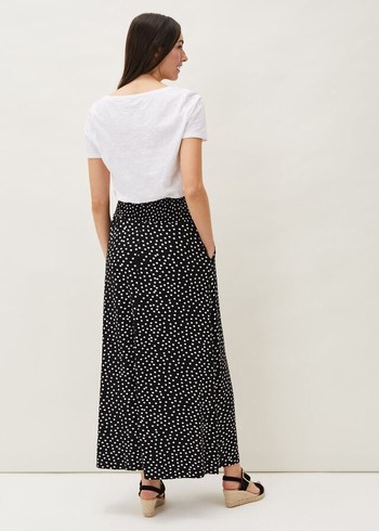 Phase Eight Connie Spot Print Skirts Black/White USA | 4561827-WD